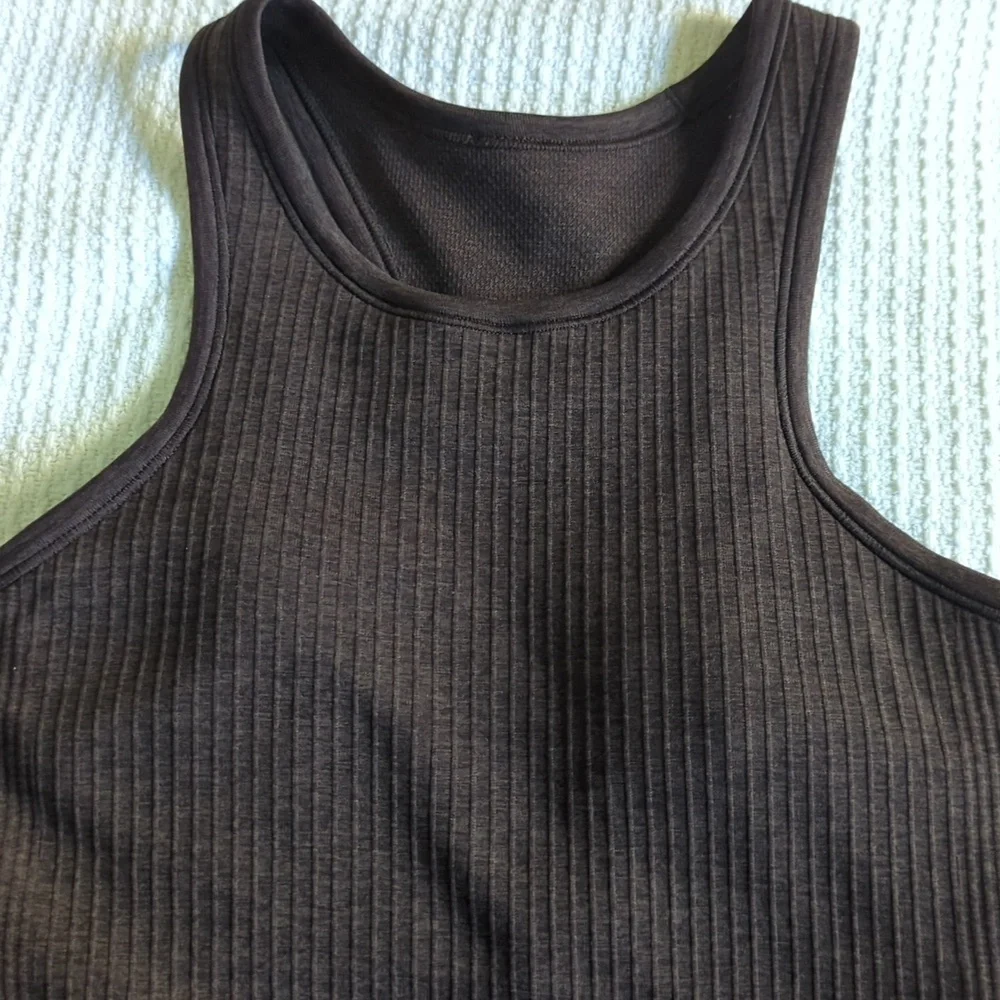 Lululemon Ebb to Street Cropped Racerback Tank Top Espresso - Size 4 - Picture 9 of 9